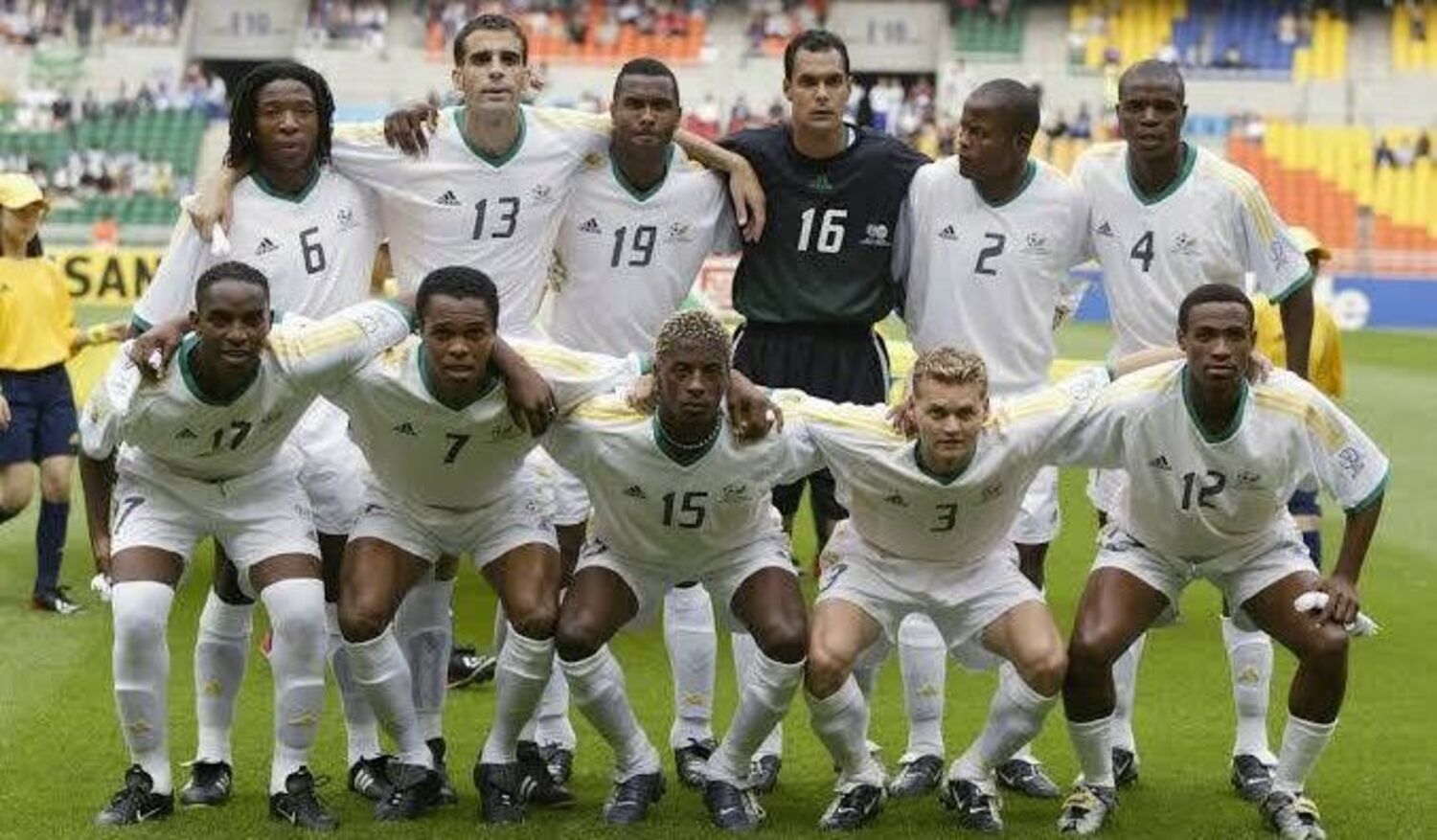 Bafana Bafana squad line up at the 2002 FIFA World Cup