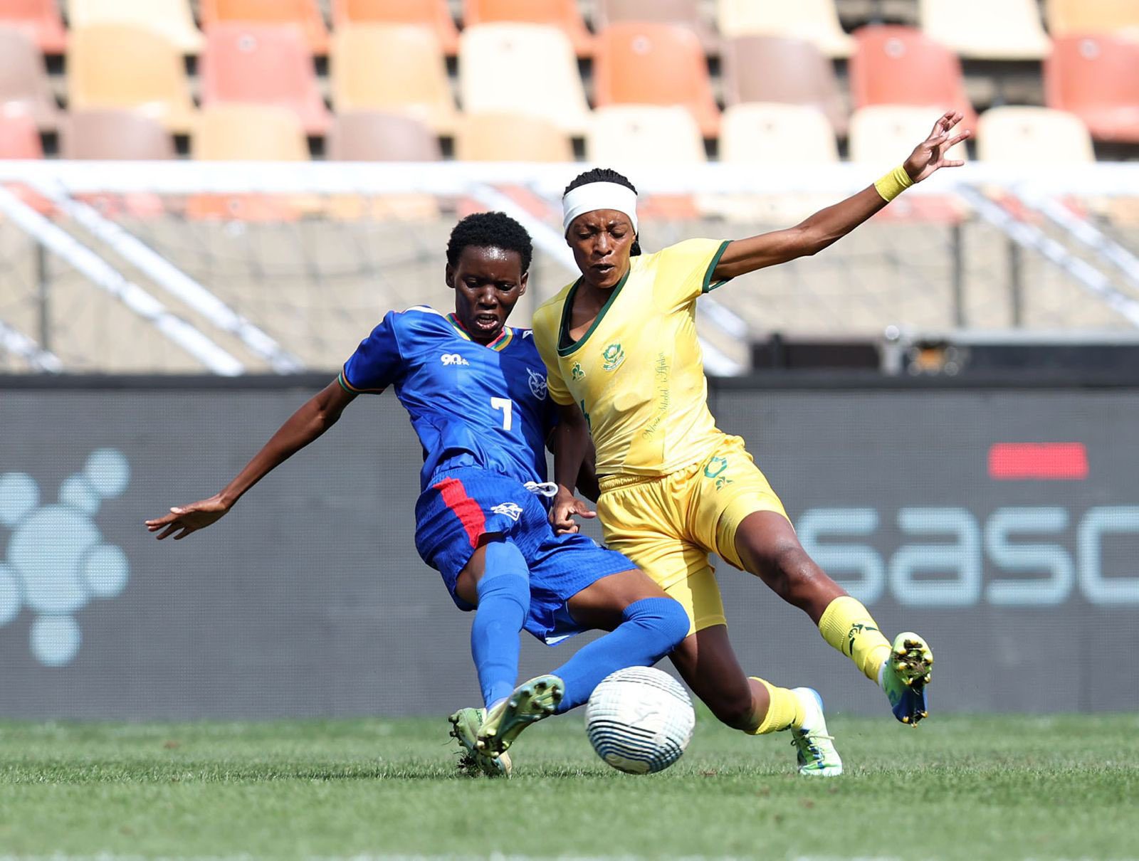 Banyana Banyana v Namibia in the 2025 COSAFA Women's Championship final at New Peter Mokaba Stadium