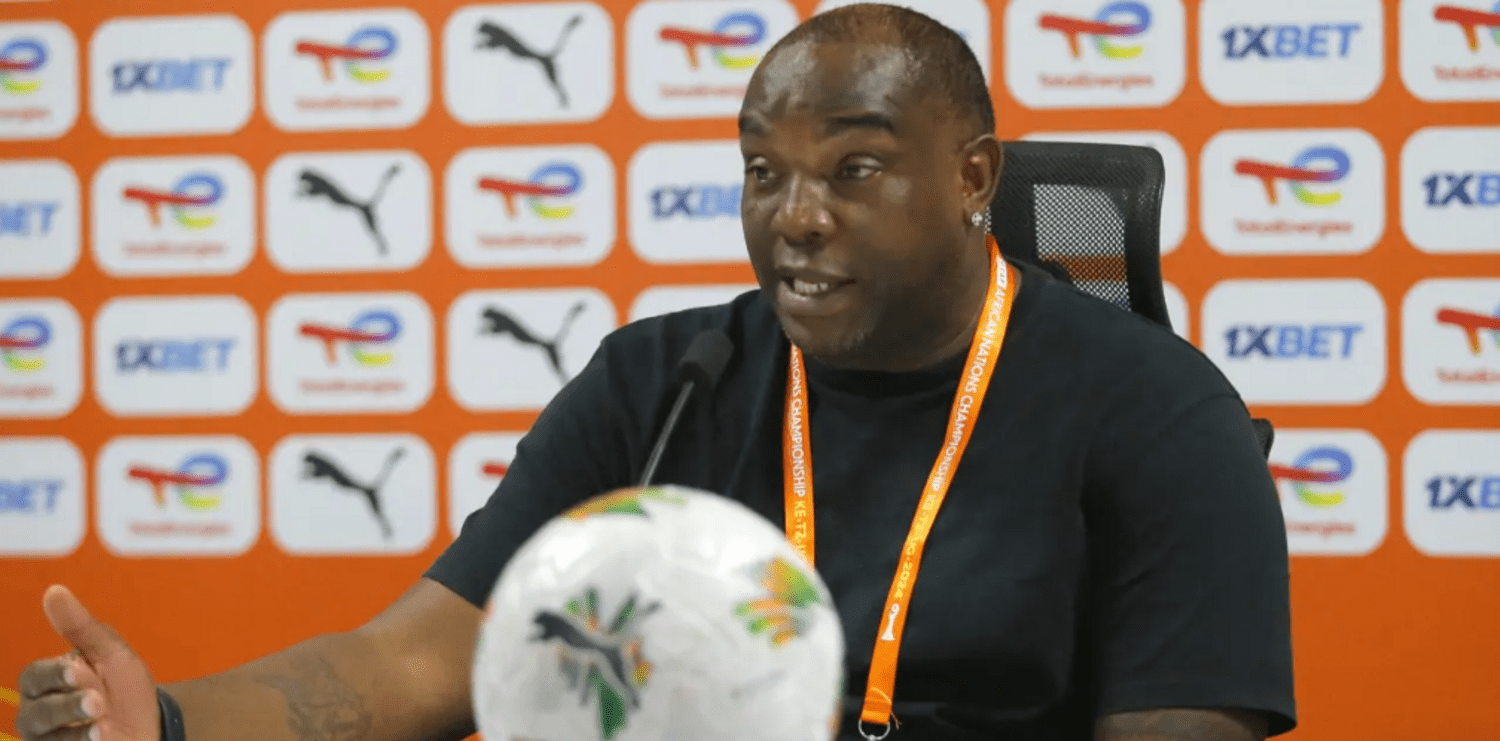 Benni McCarthy, Kenya coach, addressing a press conference