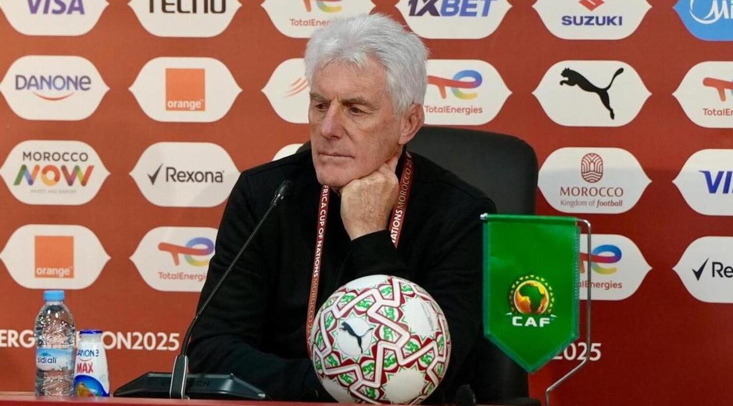 Bafana Bafana coach Hugo Broos addressing a press conference