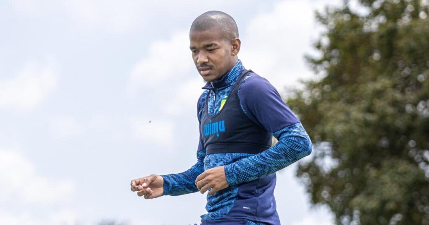 Jayden Adams at Mamelodi Sundowns training session