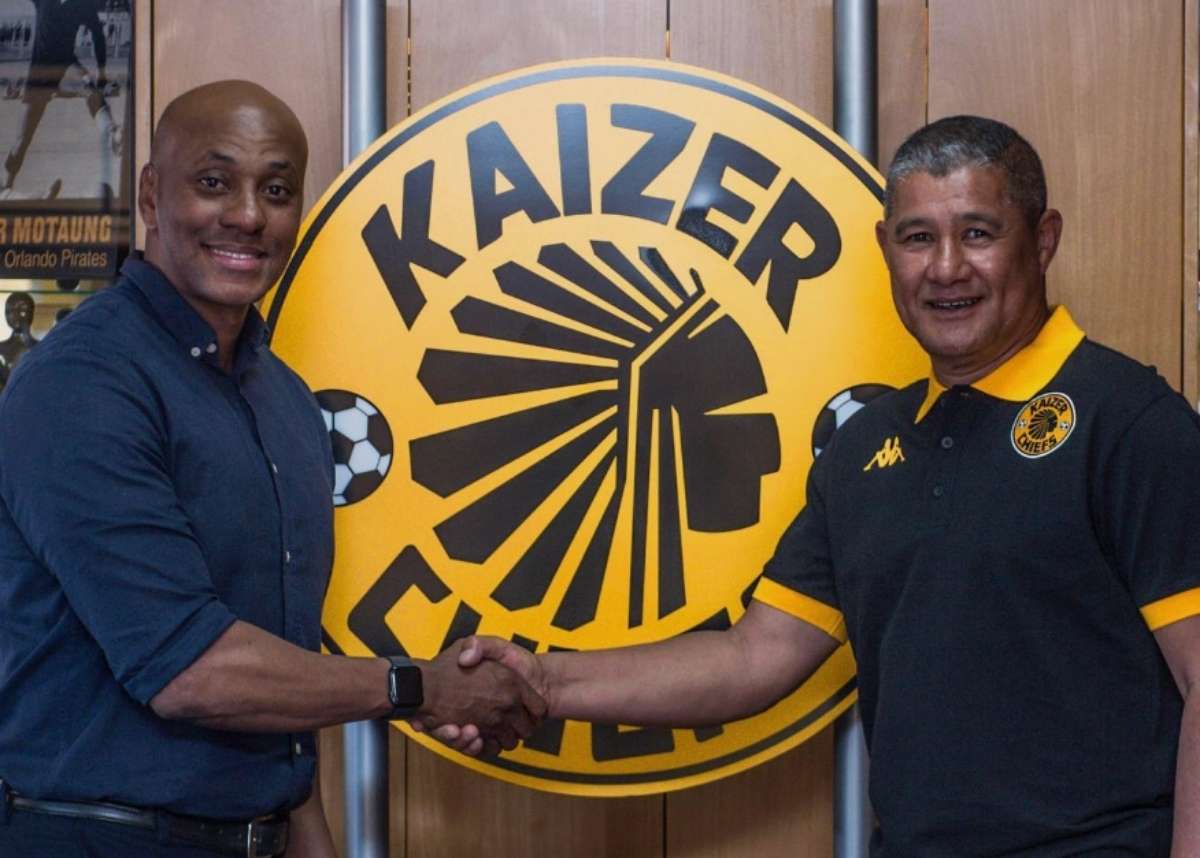 Kaizer Chiefs' Sporting Director Kaizer Motaung Jr unveils Cavin Johnson as the club's Head of Academy in 2023. Image: Kaizer Chiefs