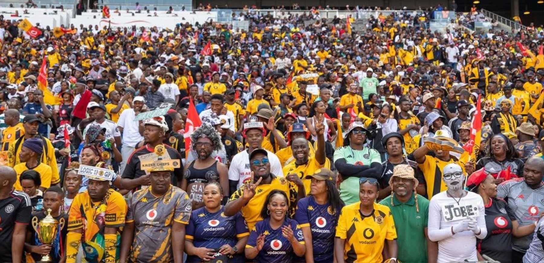 Kaizer Chiefs fans during a match against Orlando Pirates at the FNB Stadium.
