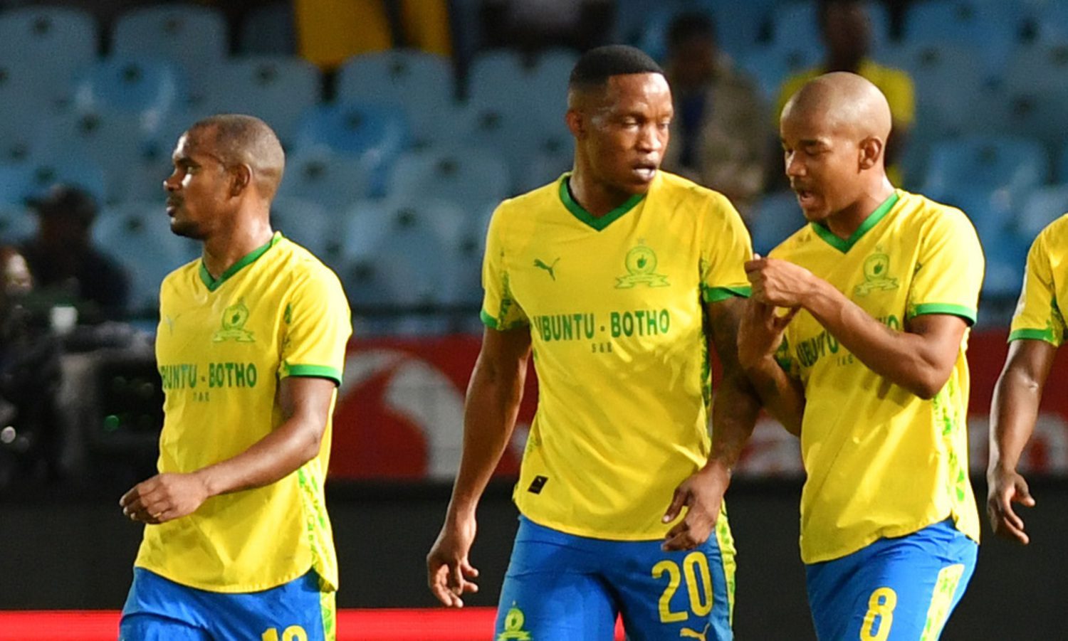 Mamelodi Sundowns players Iqraam Rayners, Grant Kekana and Jayden Adams