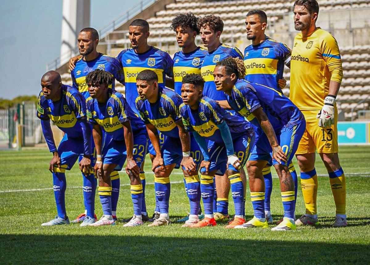 Cape Town City team against AmaTuks at the Athlone Stadium in the Motsepe Foundation Championship. Image: Cape Town City