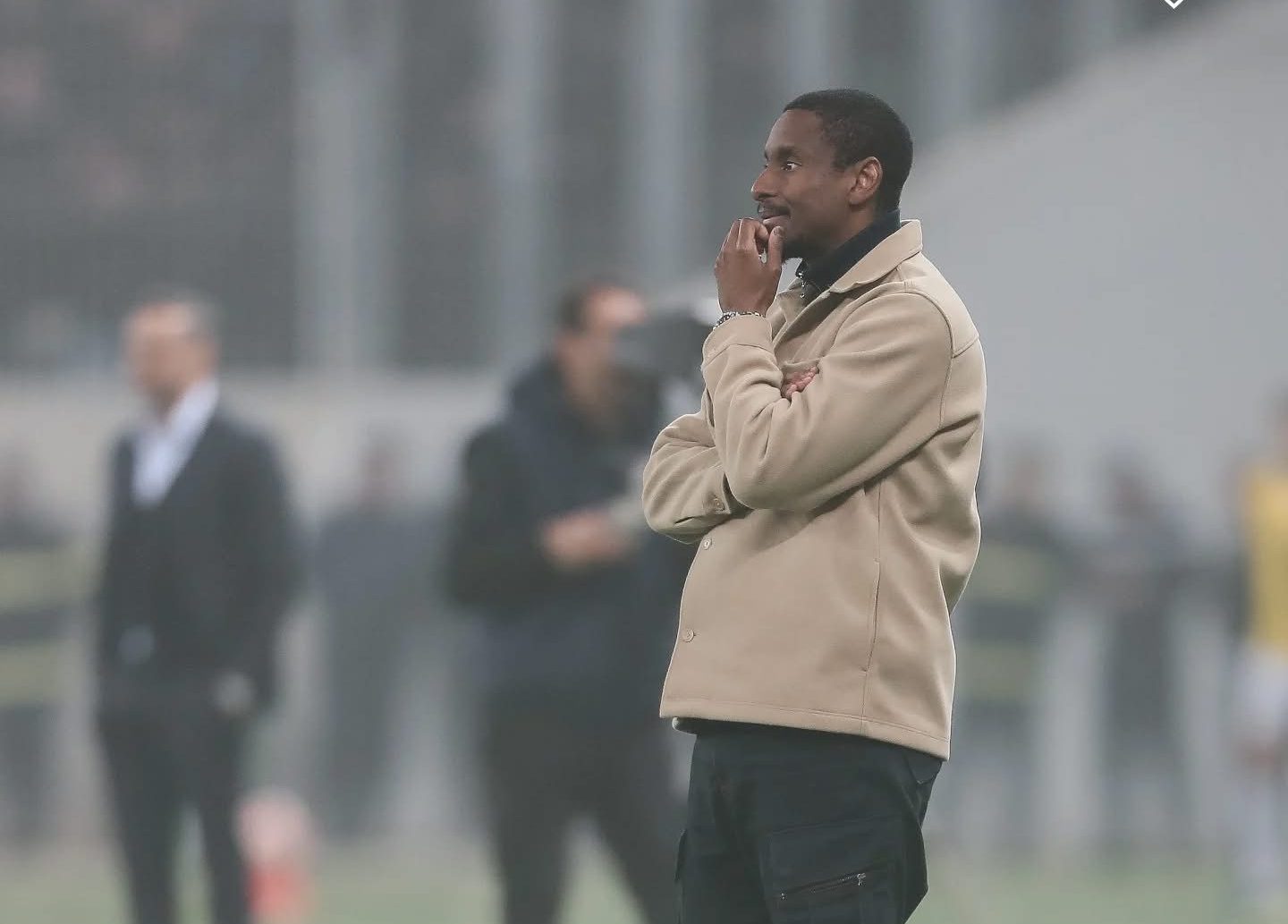 Coach Rulani Mokwena following proceedings during a game at MC Alger