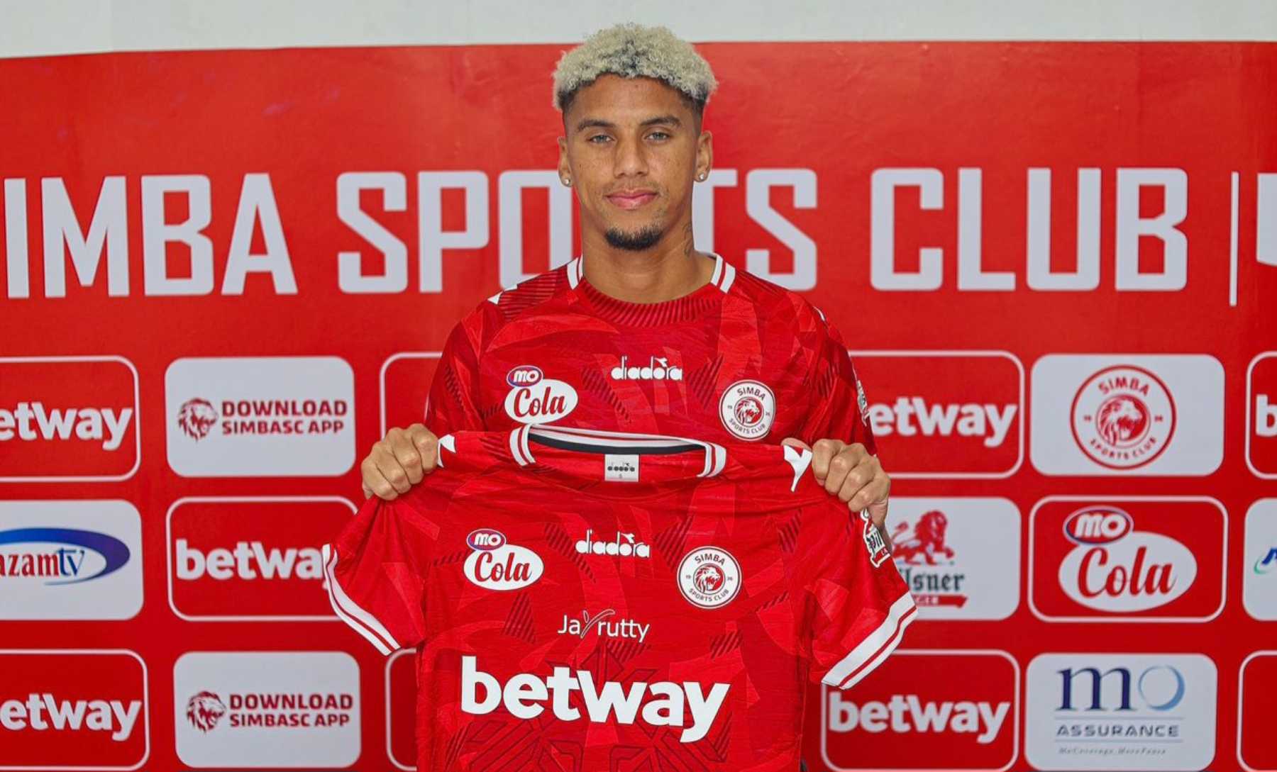 Rushine De Reuck being presented by Simba DC in Tanzania. 