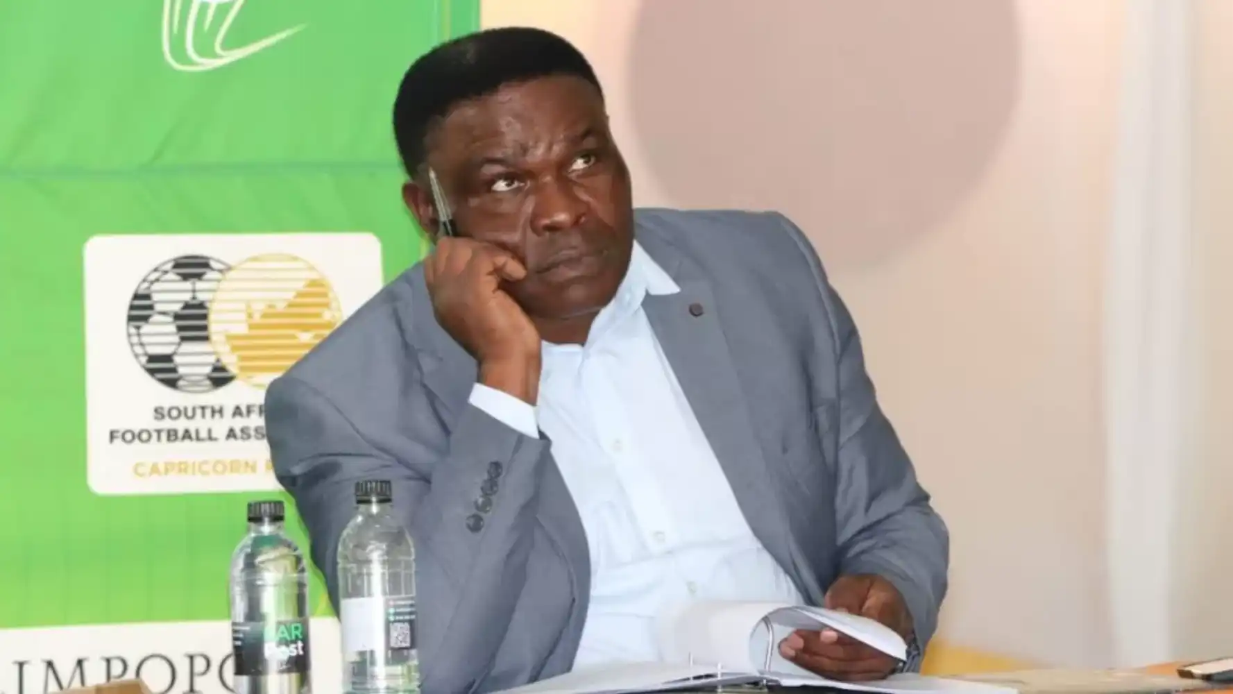 Current SAFA Vhembe secretary Sam Matodzi addressing the media.