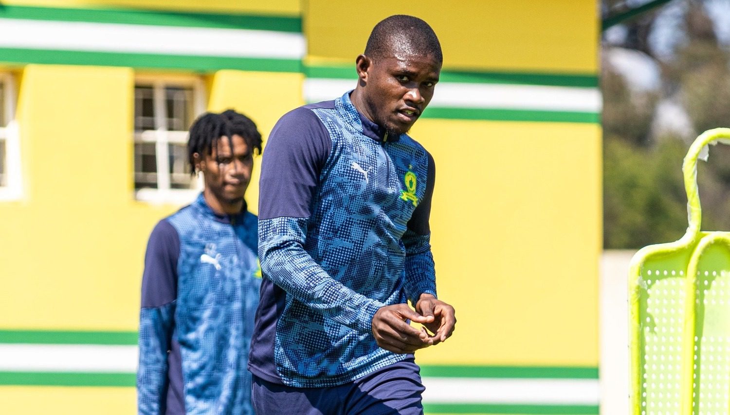 Bathusi Aubaas at a Mamelodi Sundowns training session