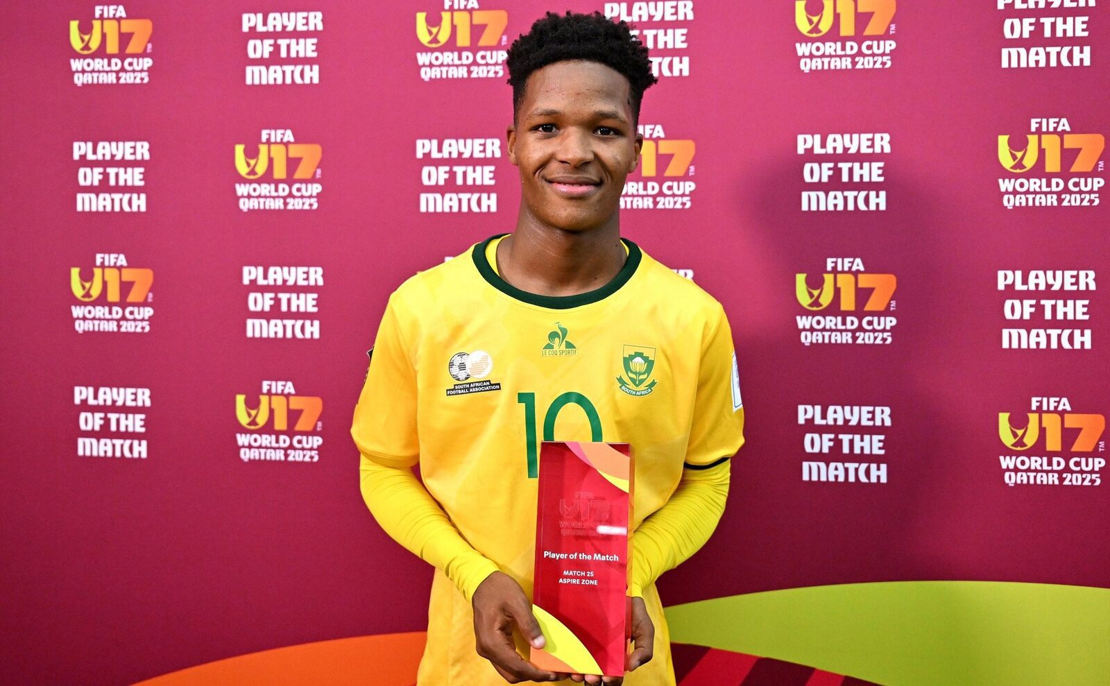 Emile Witbooi in Amajimbos colours during the 2025 FIFA U-17 World Cup