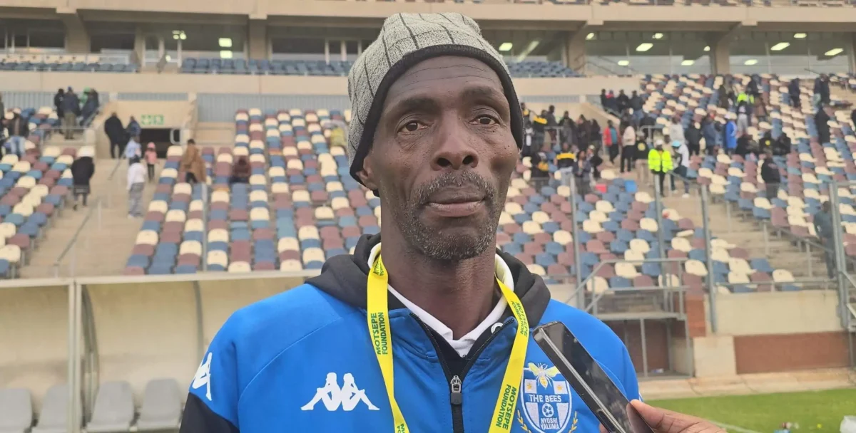 Former The Bees FC head coach Humphrey Mlwane addressing members of the media