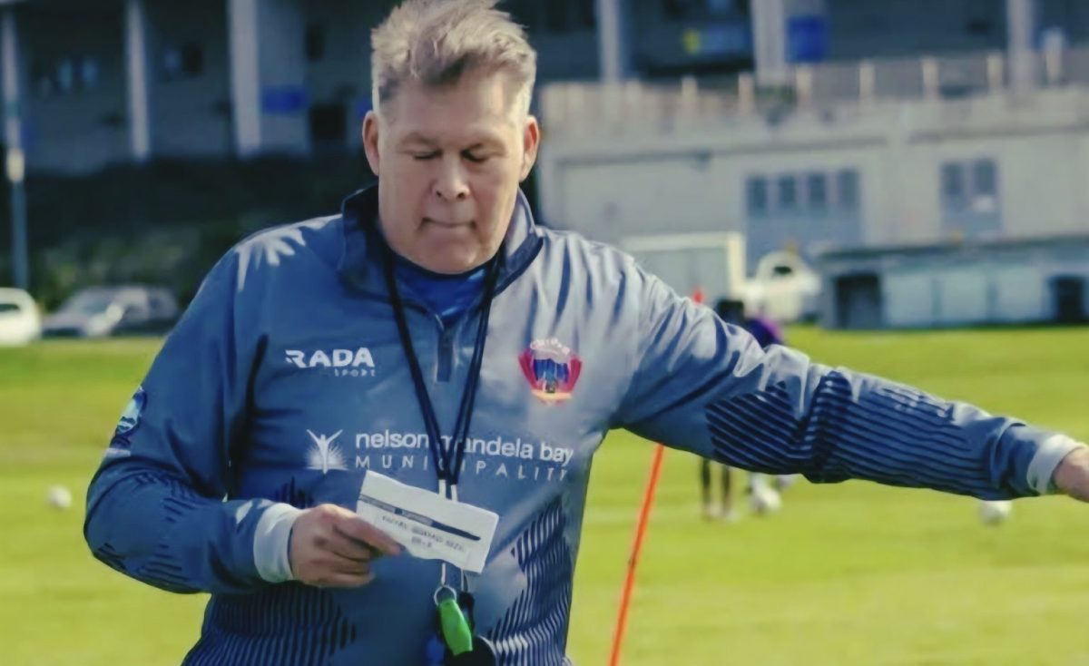 Former Chippa United head coach Luc Eymael at a training session