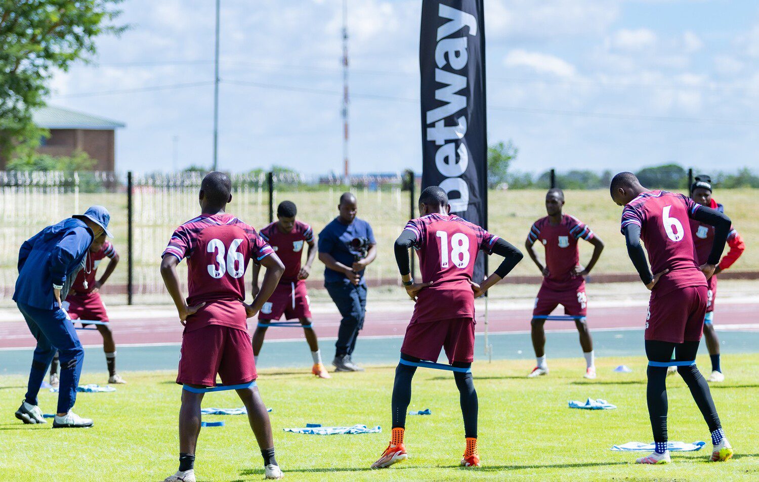 Magesi FC players during a training session at Seshego Stadium
