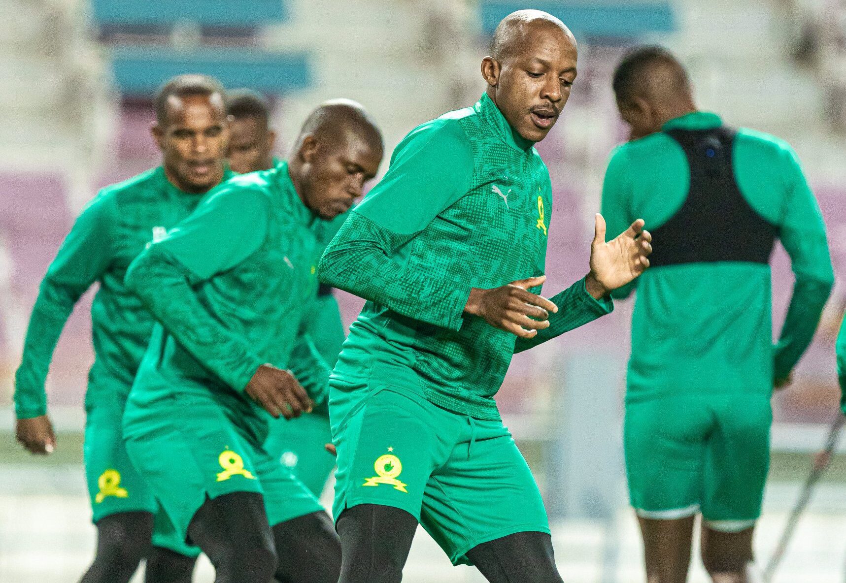 Mamelodi Sundowns players at training in Tunisia for their CAF Champions League tie against Esperance