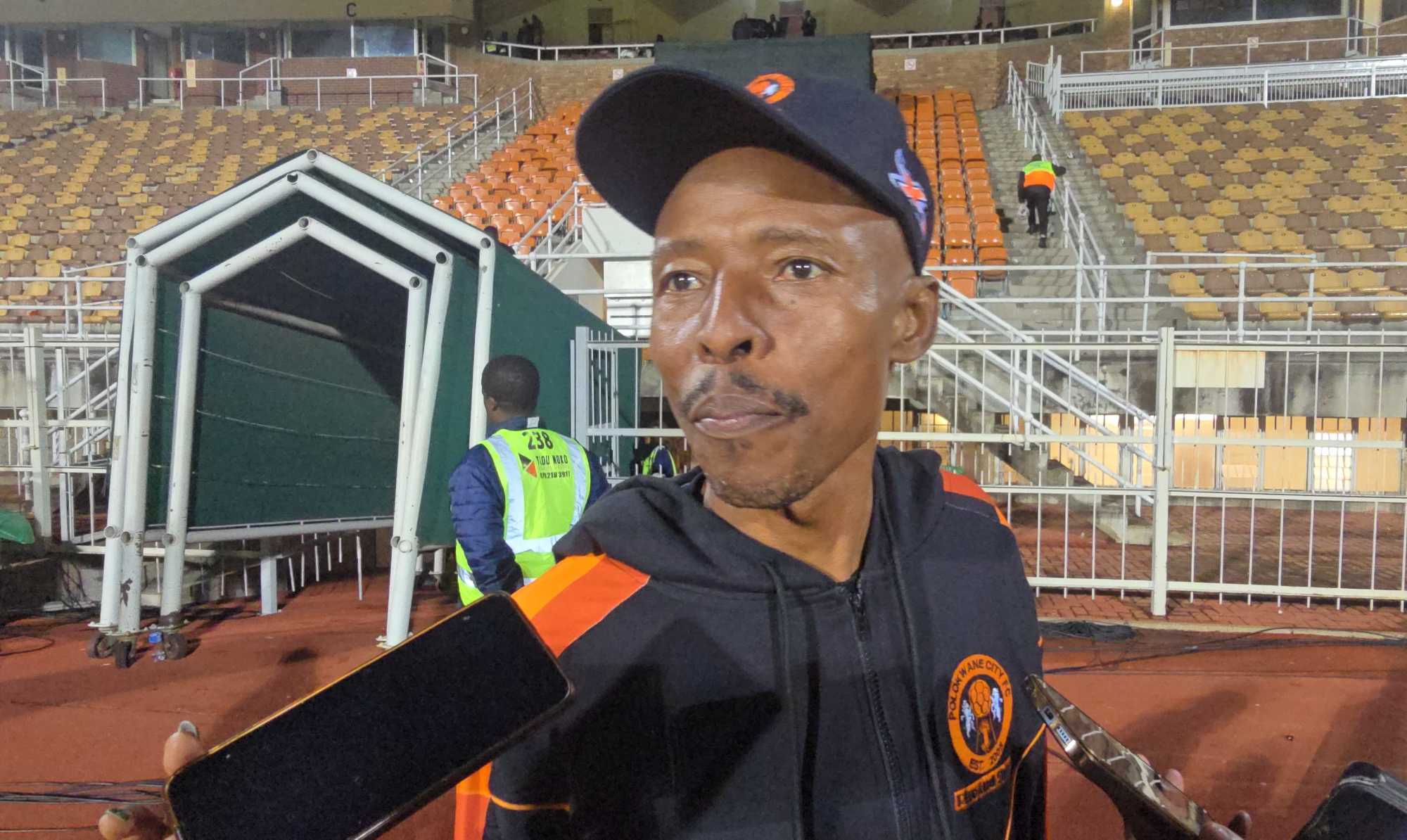 Polokwane City coach Phuti Mohafe talking to the media after the match against Kaizer Chiefs
