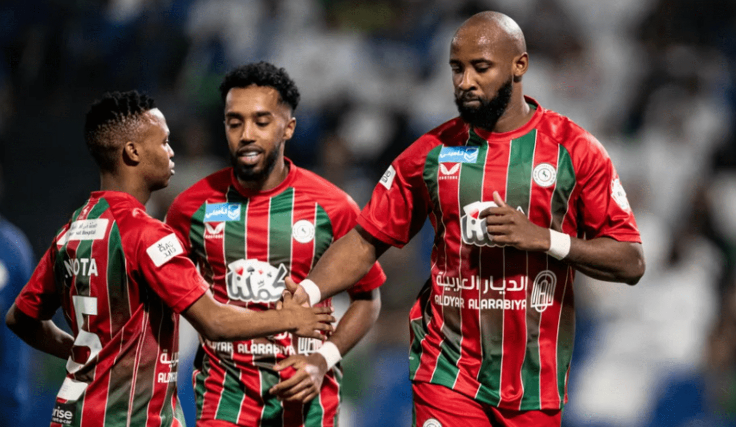 Mohau Nkota celebrating with Al Ettifaq teammates