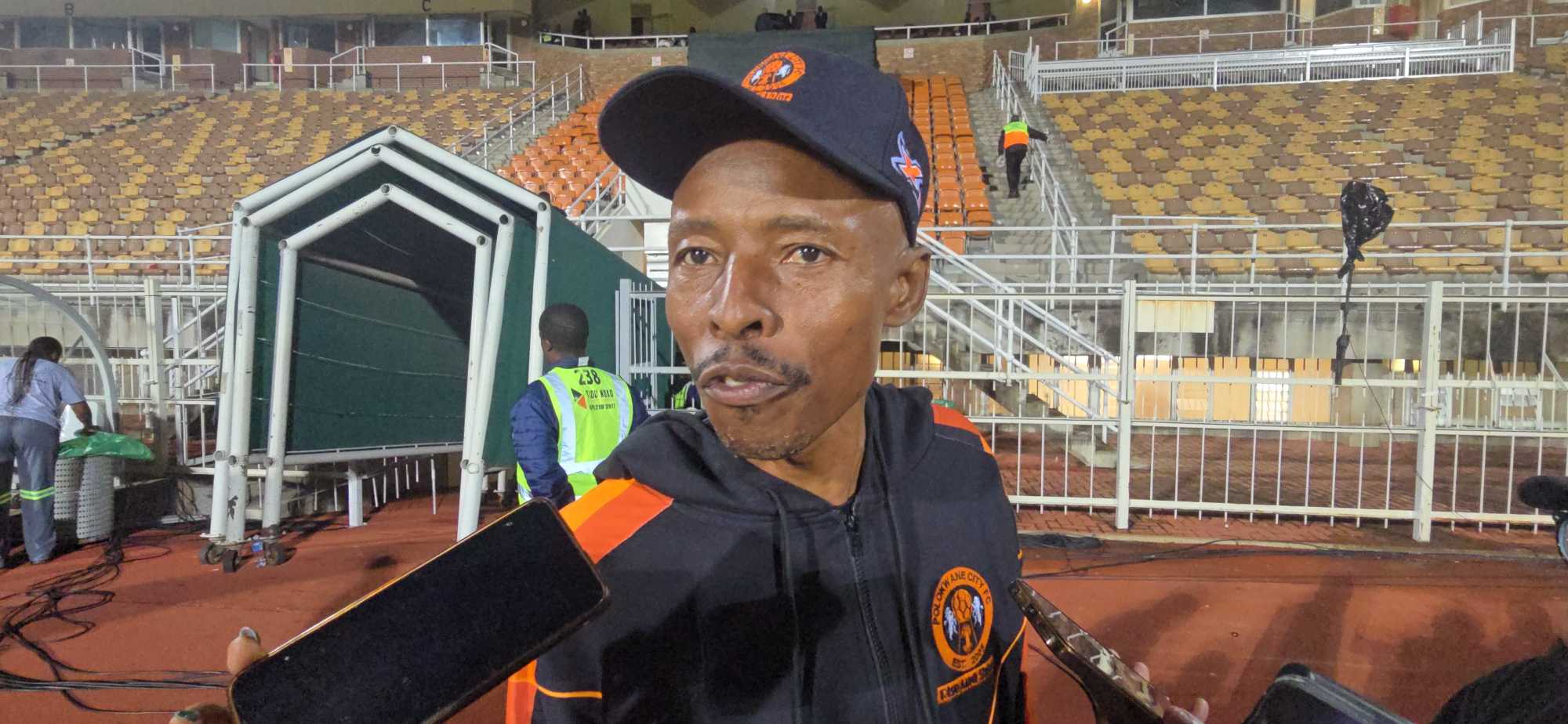 Polokwane City coach Phuti Mohafe talking to the media after the match against Kaizer Chiefs 