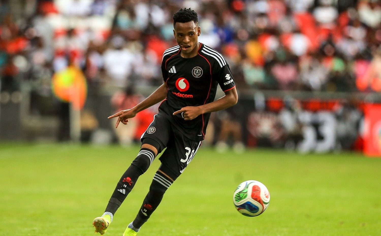 Orlando Pirates midfielder Relebohile Mofokeng with the ball