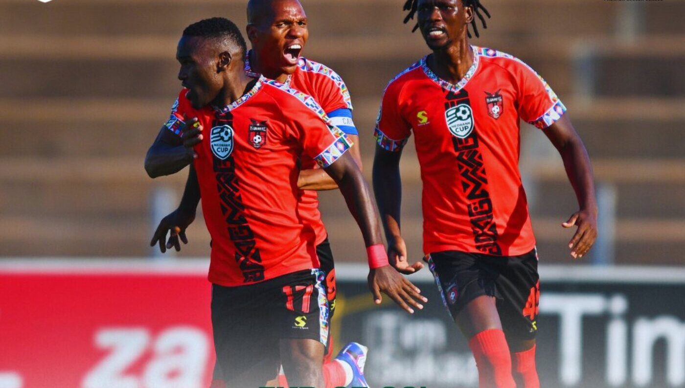 TS Galaxy players celebrate a goal