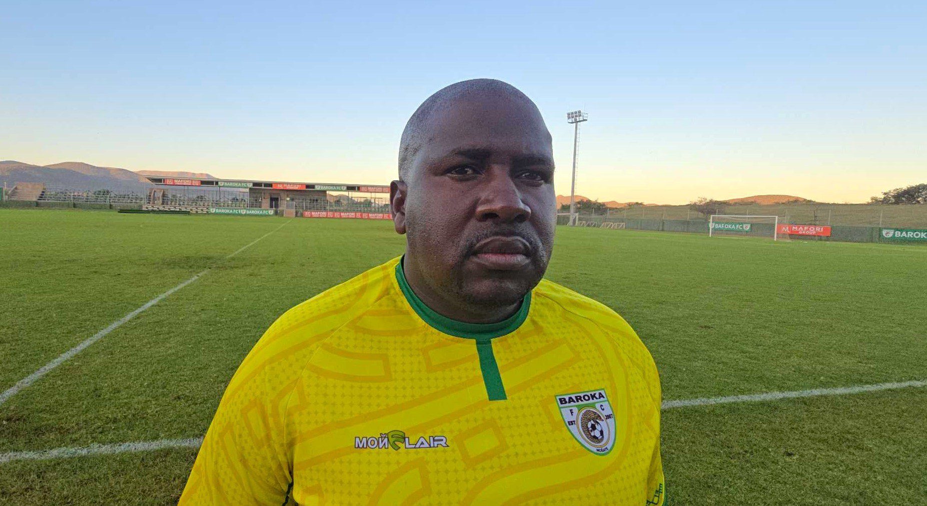 Baroka FC coach Tlisane Motaung talking to the media after the defeat to Kruger United