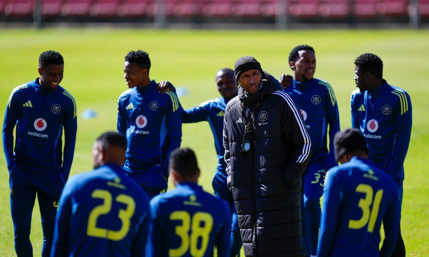 Abdeslam Ouaddou conducting an Orlando Pirates training session