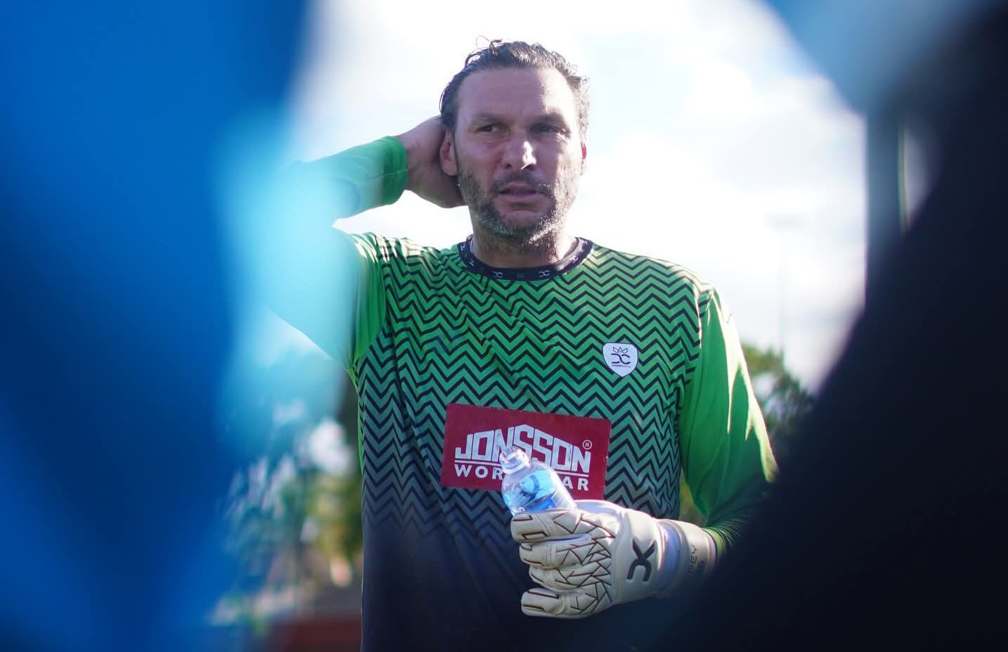Darren Keet during a team talk with Durban City