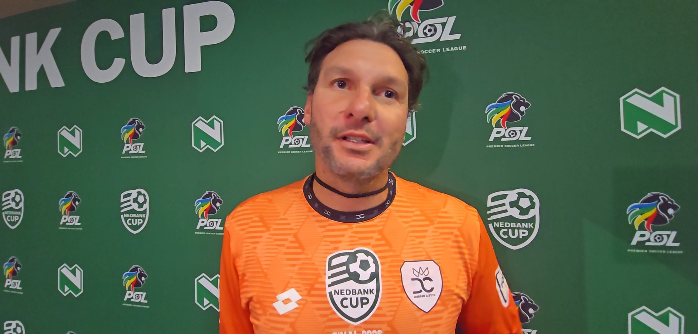 Darren Keet talking to the Media after the Nedbank Cup final 
