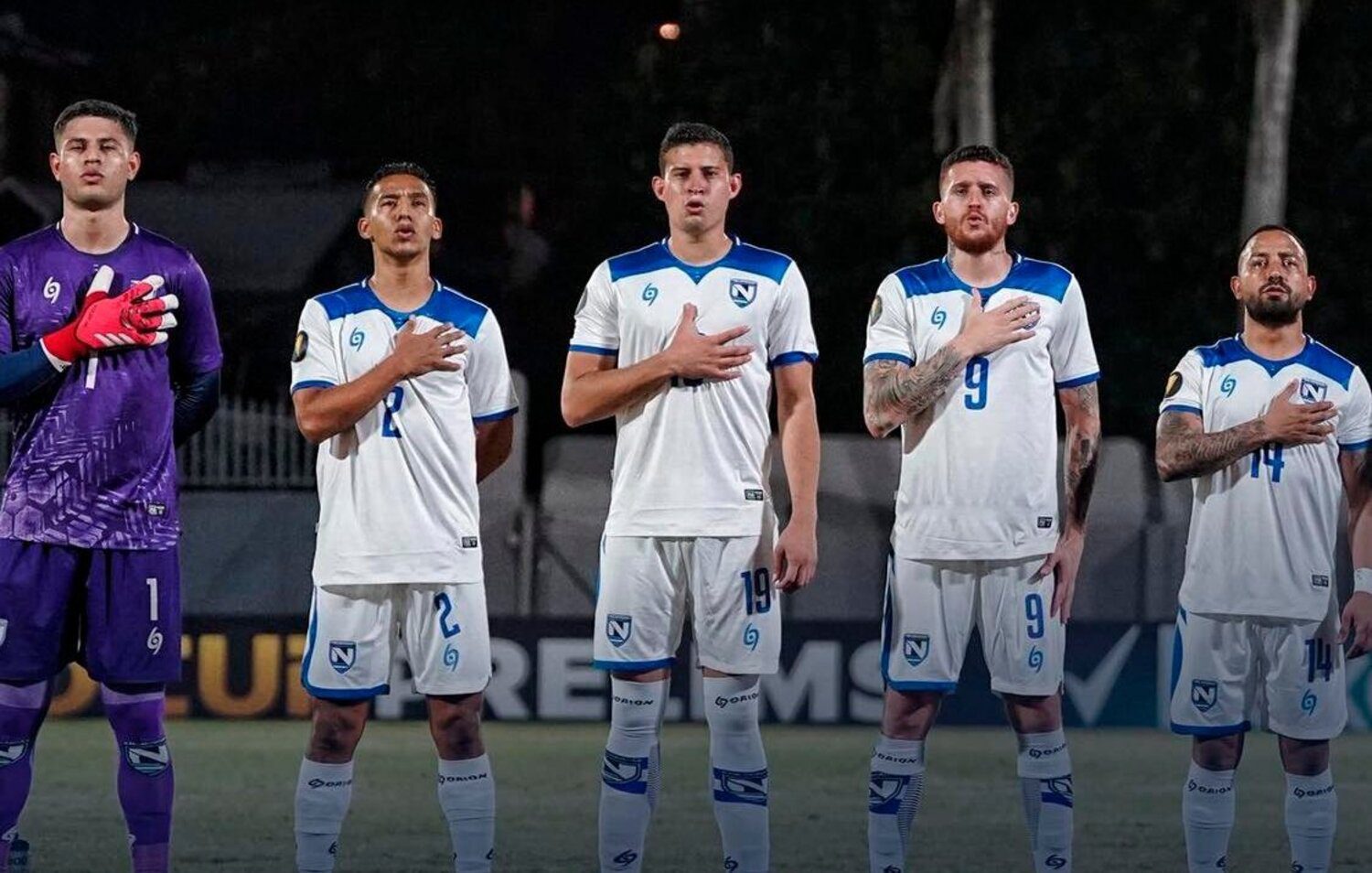 Nicaragua players line up before a match
