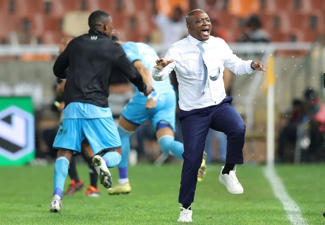 Pitso Dladla celebrate a goal during the Nedbank Cup final 