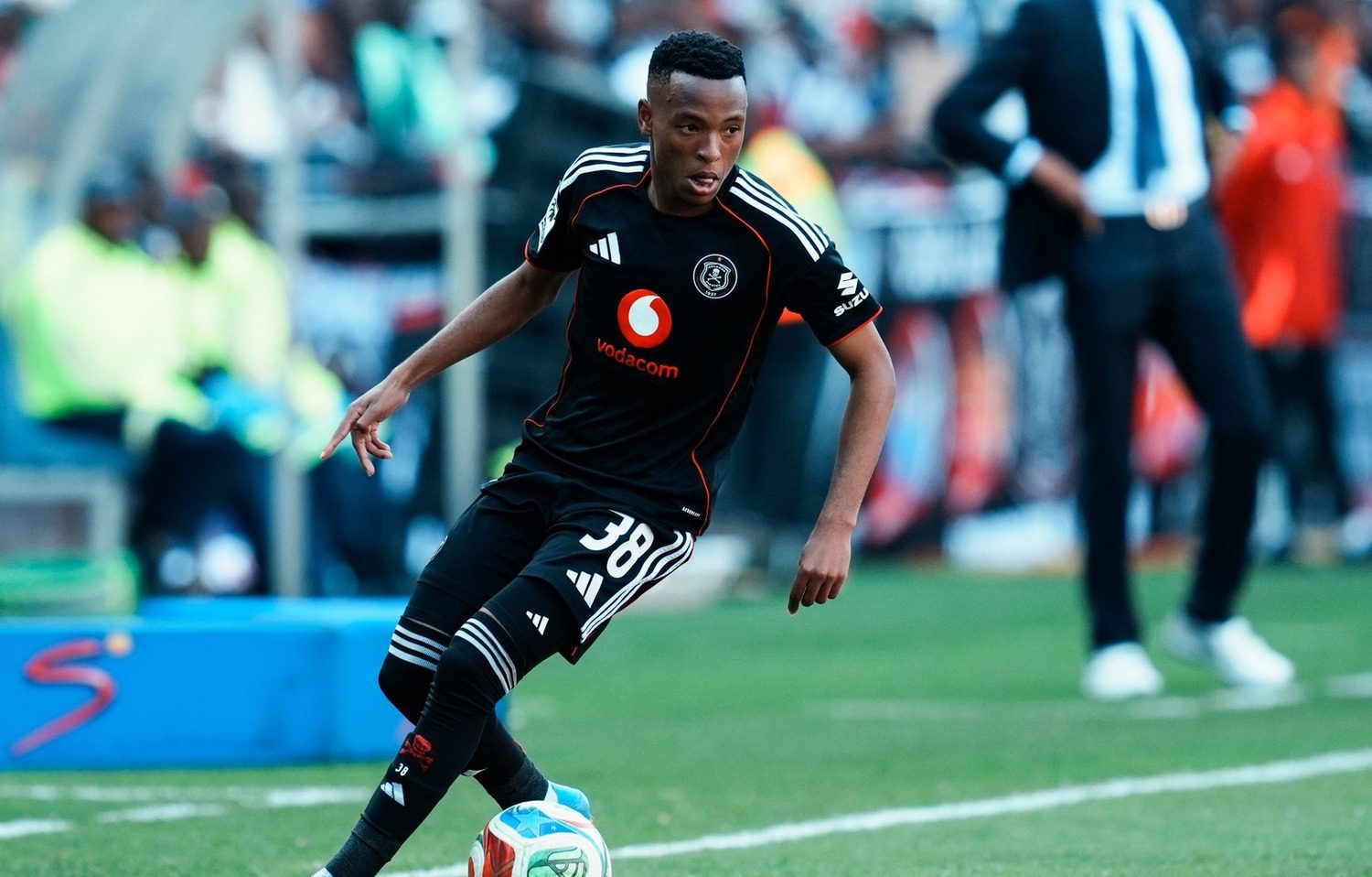 Relebohile Mofokeng in action for Orlando Pirates against Durban City