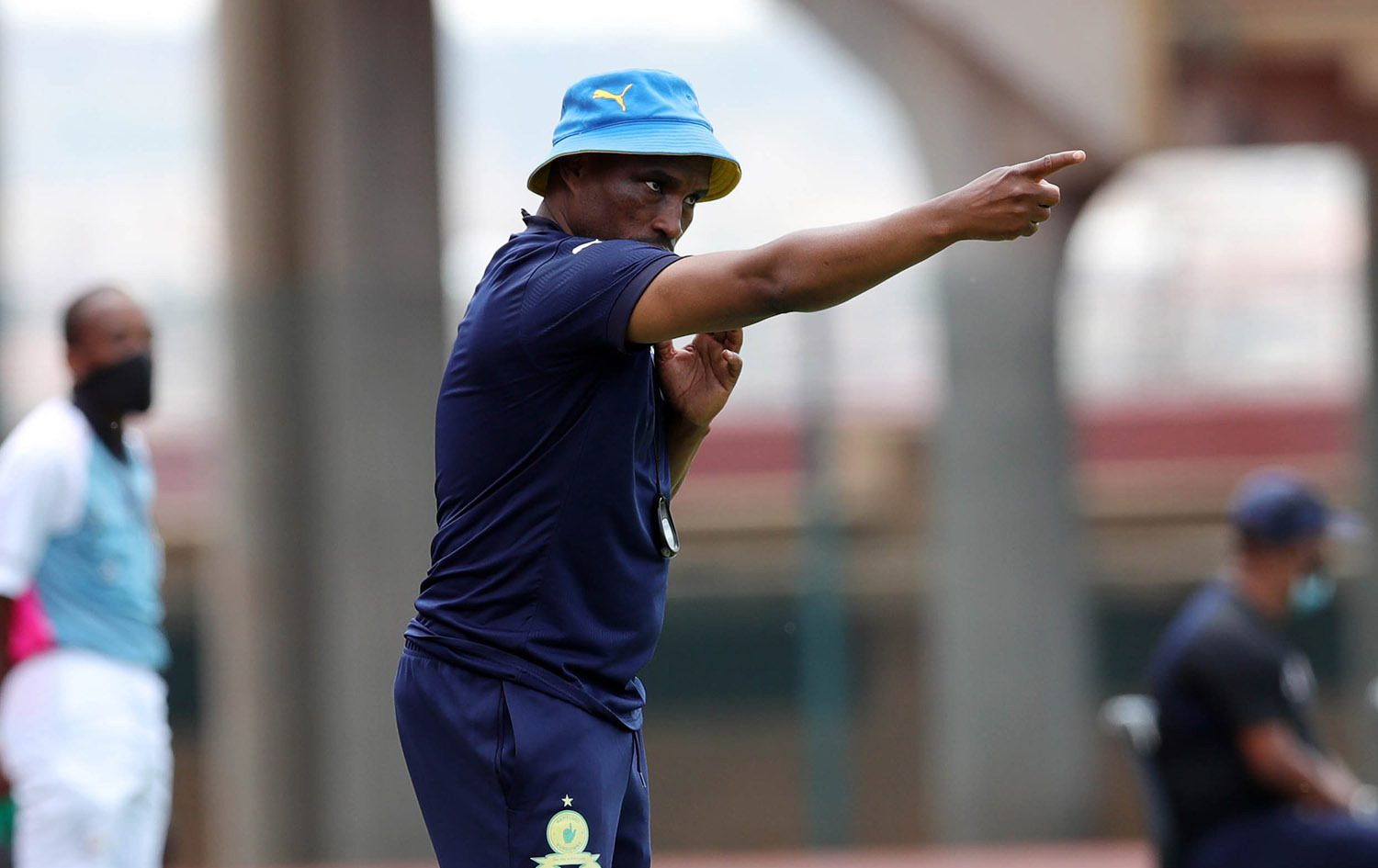 Mamelodi Sundowns development coach Surprise Moriri issuing instructions from the touchline