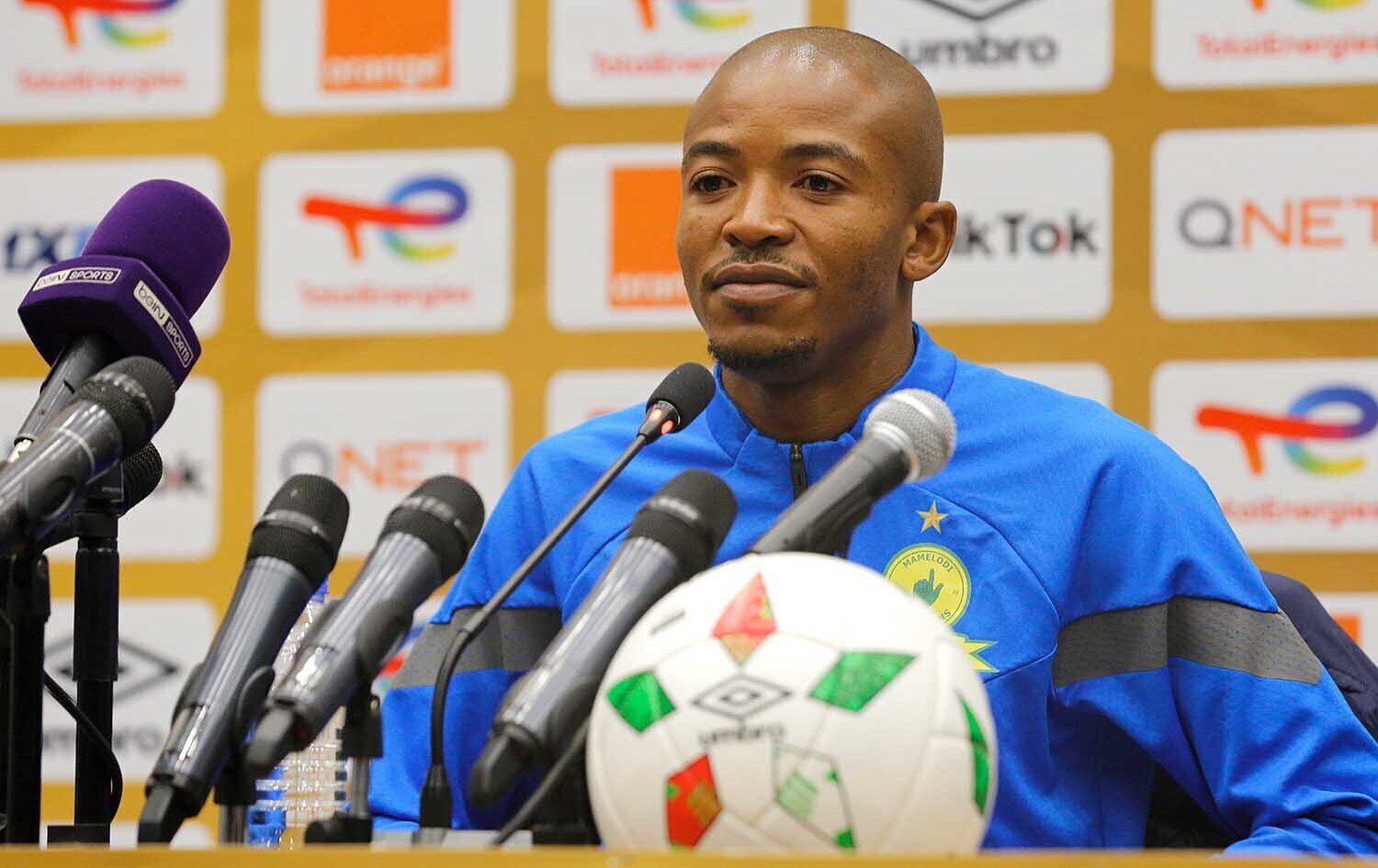 Thapelo Morena addressing the media at a press conference